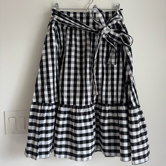 J Crew Gingham Black White Big Bow Ruffle Trim Skirt NEW Women’s size 10 - Picture 1 of 12